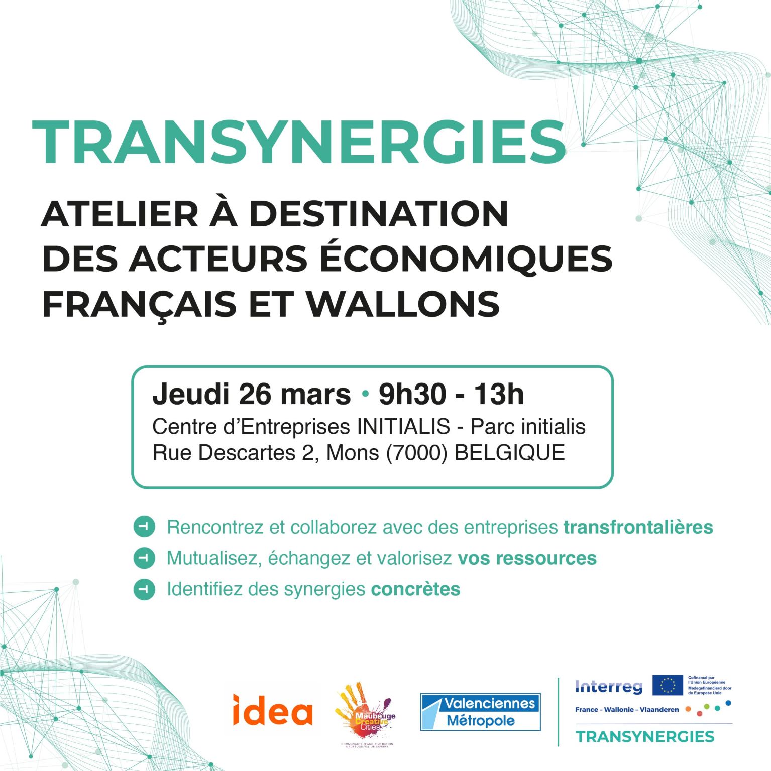 Affiche Atelier de maillage transfrontalier en économie circulaire TRANSYNERGIES